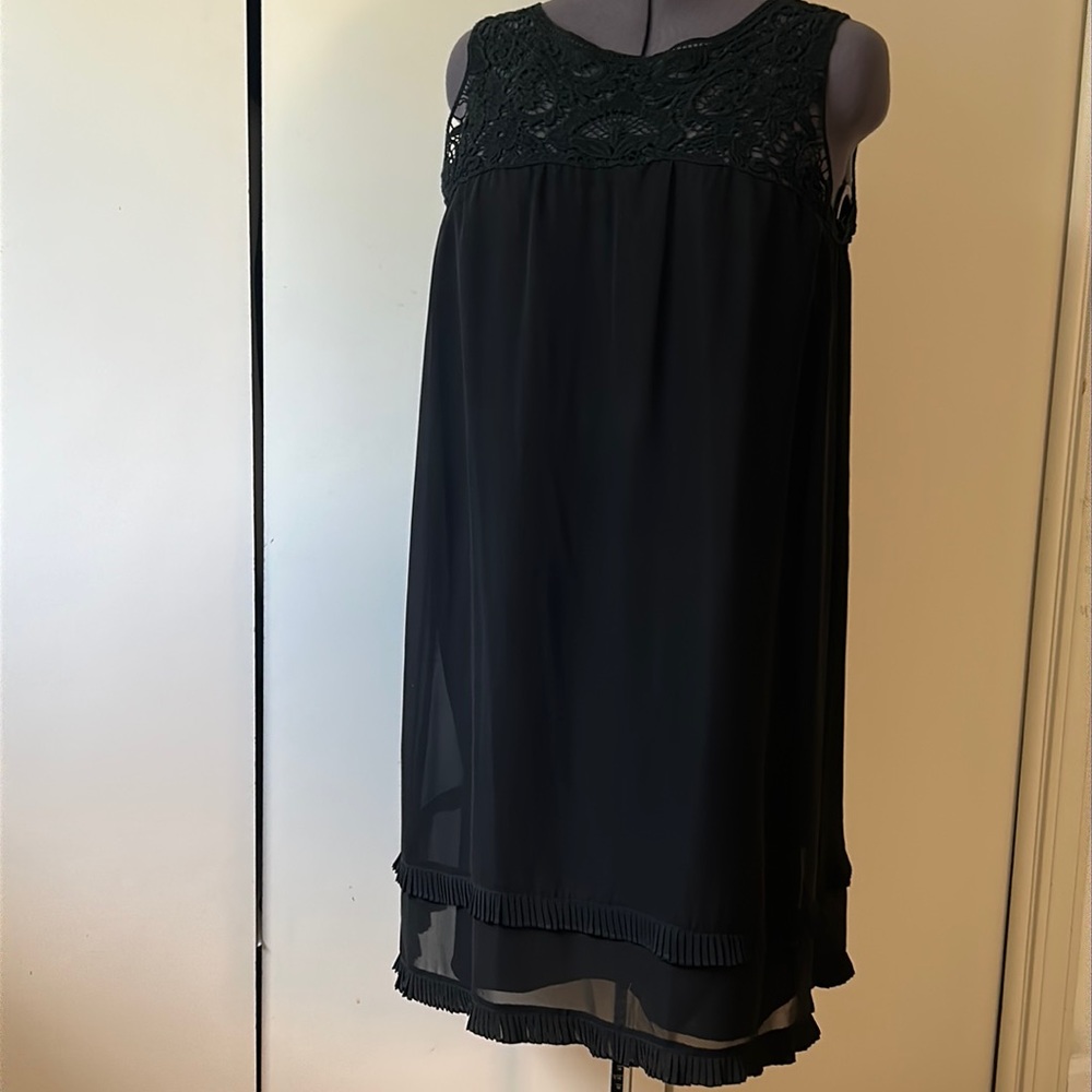 NWT MSSP BLACK SILK AND LACE SLEEVELESS DRESS SZ L